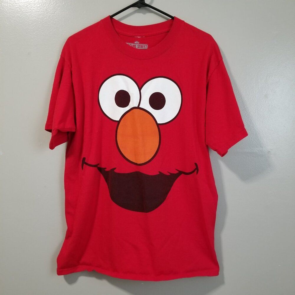 Sesame Street Red Elmo Face Graphic T Shirt Y2K Women's Large Unisex